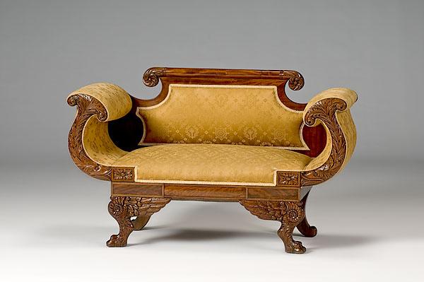 Appraisal: SMALL CLASSICAL SETTEE probably New York ca - in mahogany