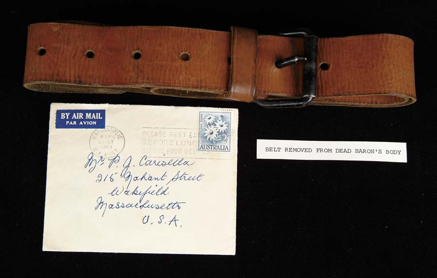 Appraisal: BROWN LEATHER BELT REMOVED FROM VON RICHTHOFEN S BODY A