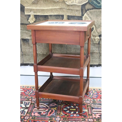 Appraisal: Vintage French wine cooler side table rafraichissoir with marble top