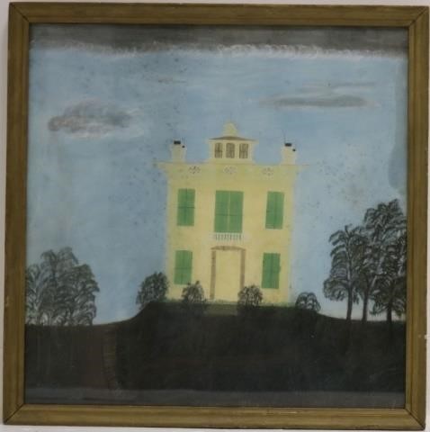 Appraisal: EARLY TH C PASTEL DRAWING OF A FEDERAL HOUSEWITH TREES