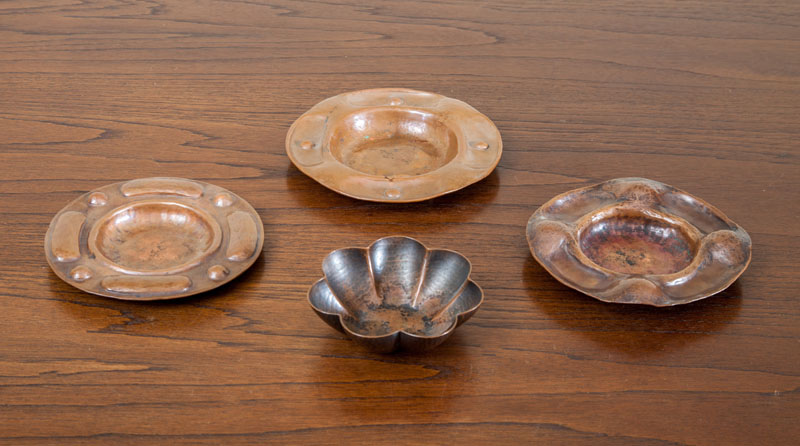 Appraisal: TWO GUSTAV STICKLEY AND DIRK VAN ERP HAND-HAMMERED COPPER DISHES