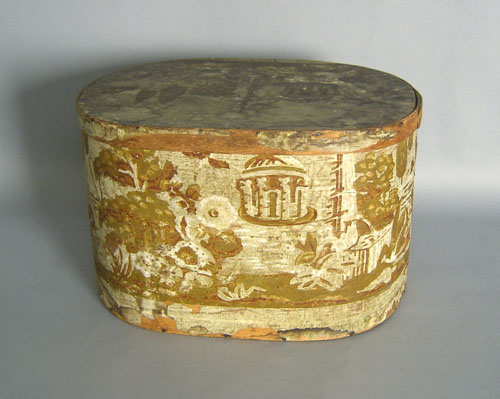 Appraisal: Wallpaper hat box th c h w