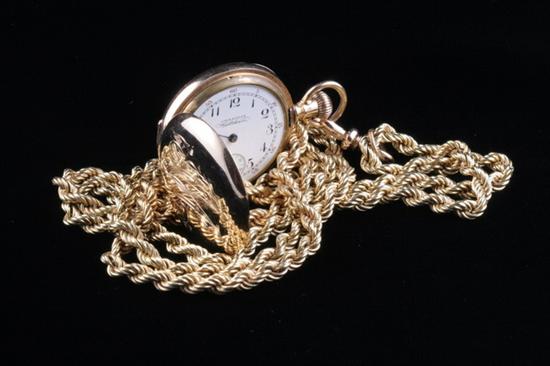 Appraisal: LADY'S EDWARDIAN YELLOW GOLD AND DIAMOND HUNTING CASE WATCH ON