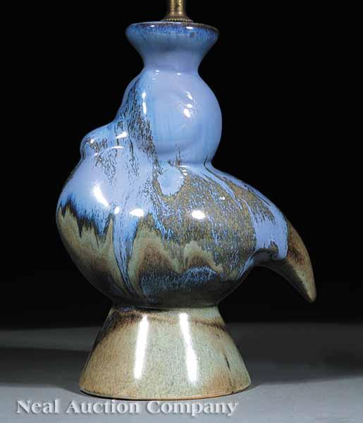 Appraisal: A Shearwater Art Pottery Cast Duck Lamp - molded by