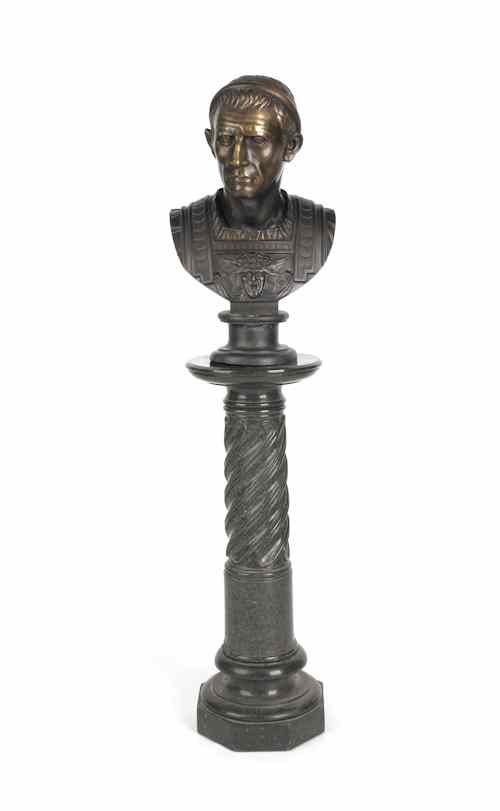 Appraisal: Bronze bust of Julius Caesar early th c on a