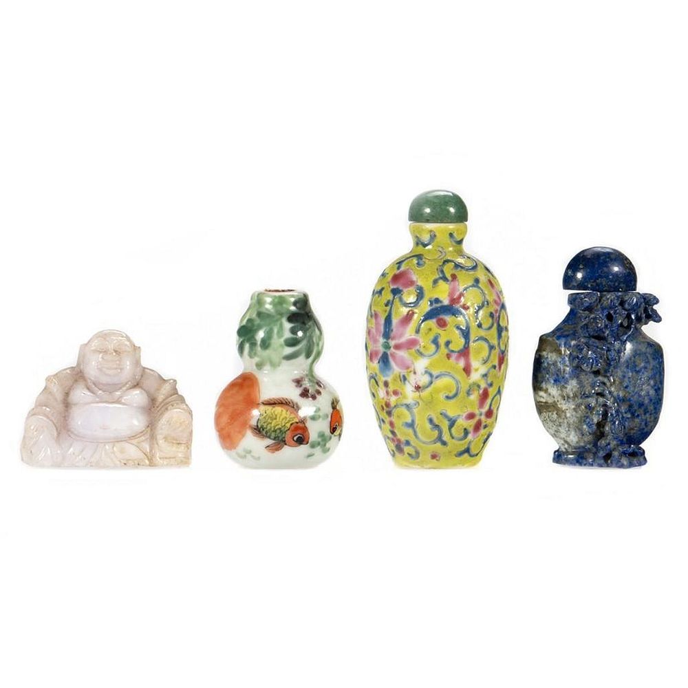 Appraisal: Collection of Chinese Snuff Bottles Including two ceramic one carved