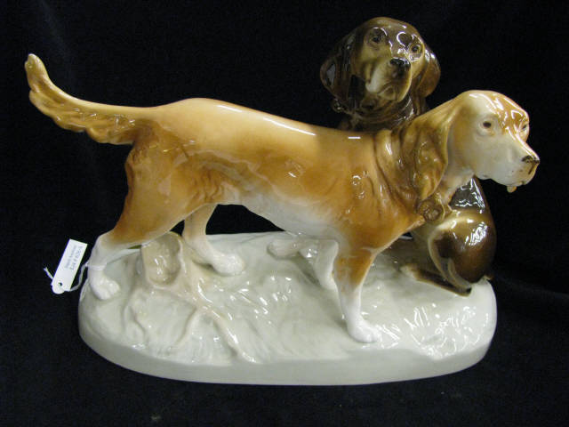 Appraisal: Royal Dux Porcelain Figurine of Two Dogs tall wide excellent