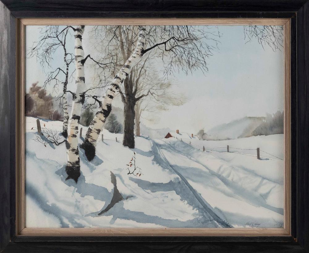 Appraisal: FRANK L CONROY AMERICA TH CENTURY WINTER LANDSCAPE WITH BIRCH