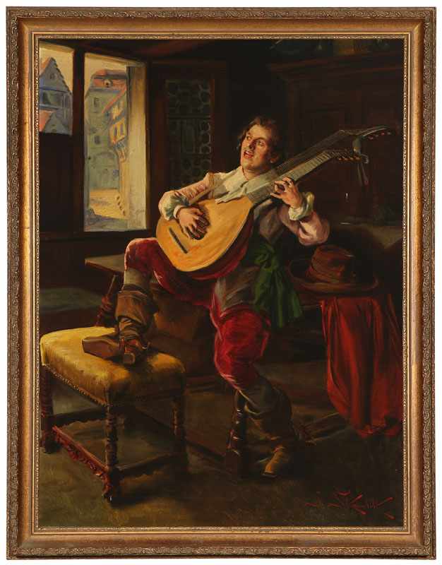 Appraisal: Seated Man Playing Guitar '' H x '' W