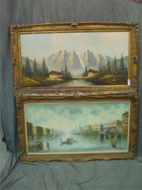 Appraisal: Large Oils on Canvas Both Signed A Vincenzi - Venetian