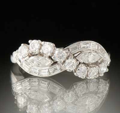 Appraisal: A Ladies' Vintage Platinum and Diamond Ring Platinum ring features