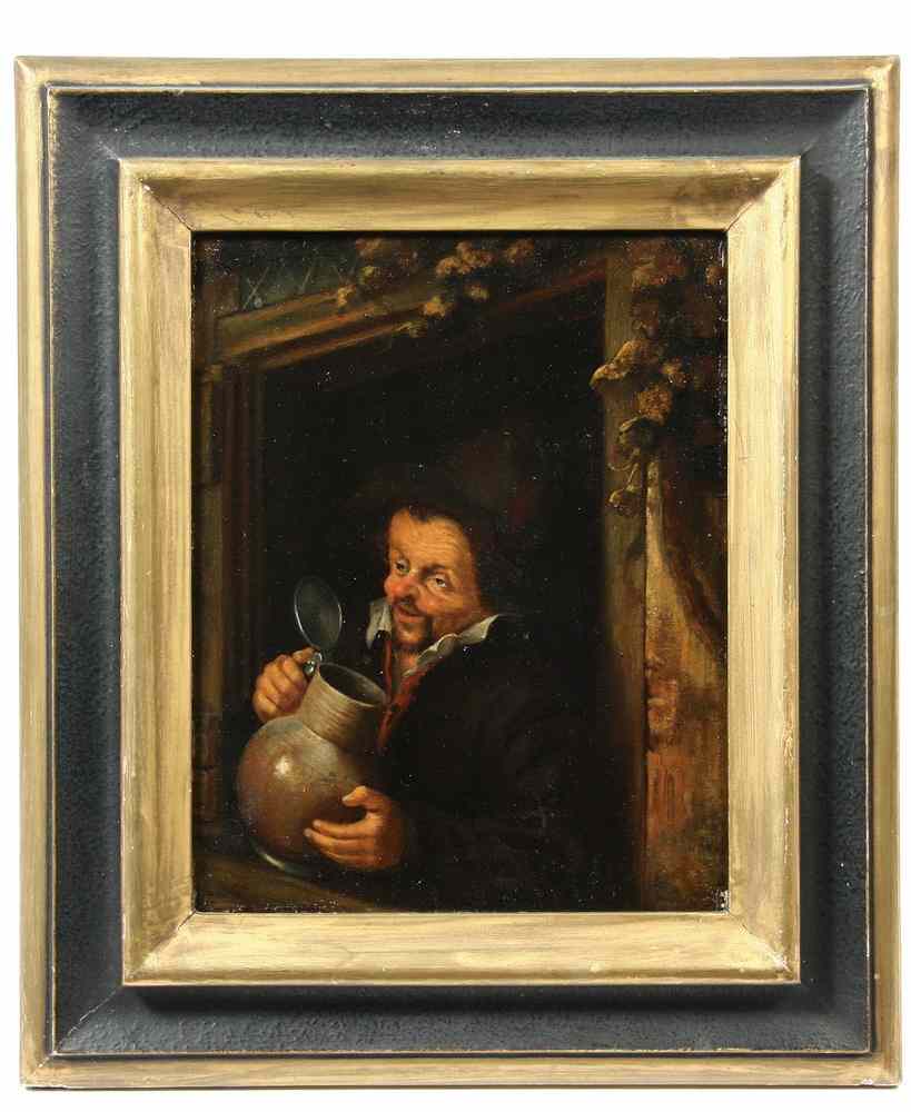 Appraisal: OOP - th c Dutch Genre Portrait of Village Drunkard