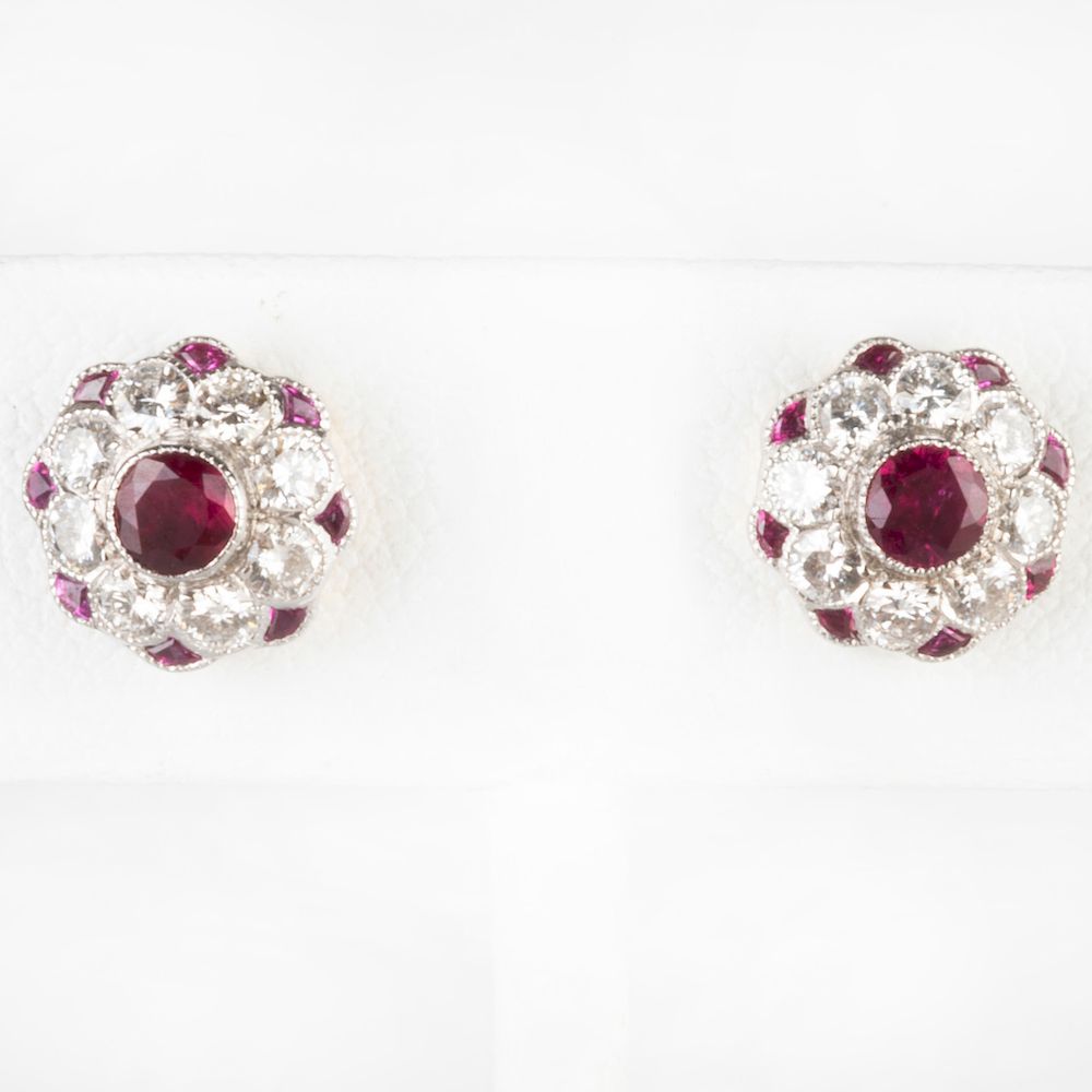 Appraisal: Pair of k Gold Ruby and Diamond Studs Approx in