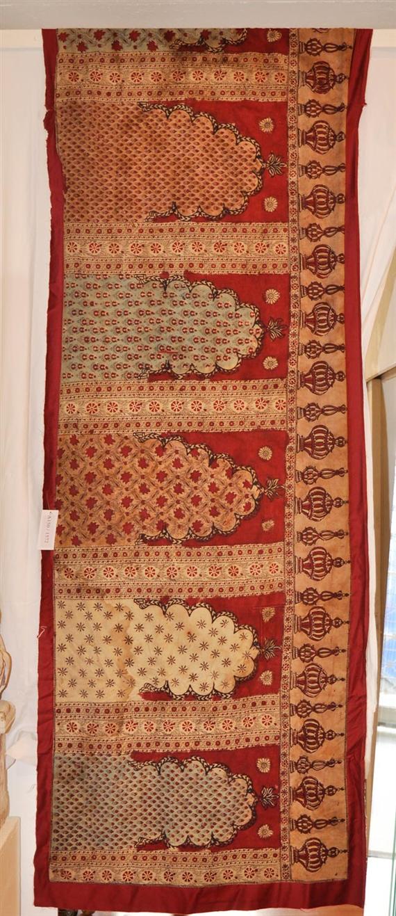 Appraisal: QALAMKAR INDIA antique Nine prayer niches on a red ground