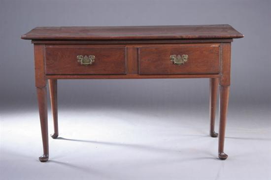 Appraisal: AMERICAN QUEEN ANNE BLACK WALNUT TWO-DRAWER TABLE th century probably