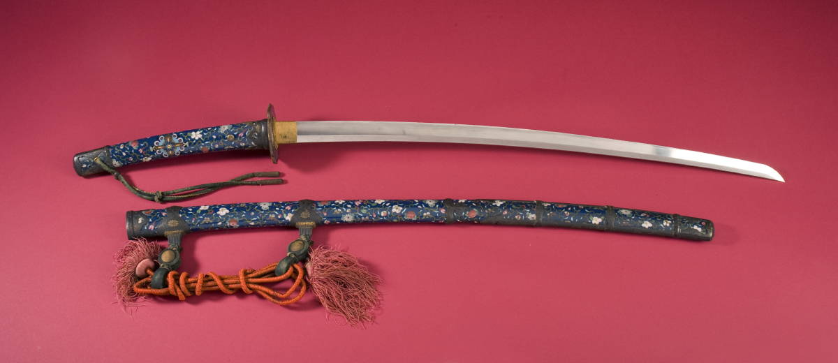 Appraisal: JAPANESE SAMURAI SWORD WITH CLOISONNE MOUNTS AND SCABBARD The -inch