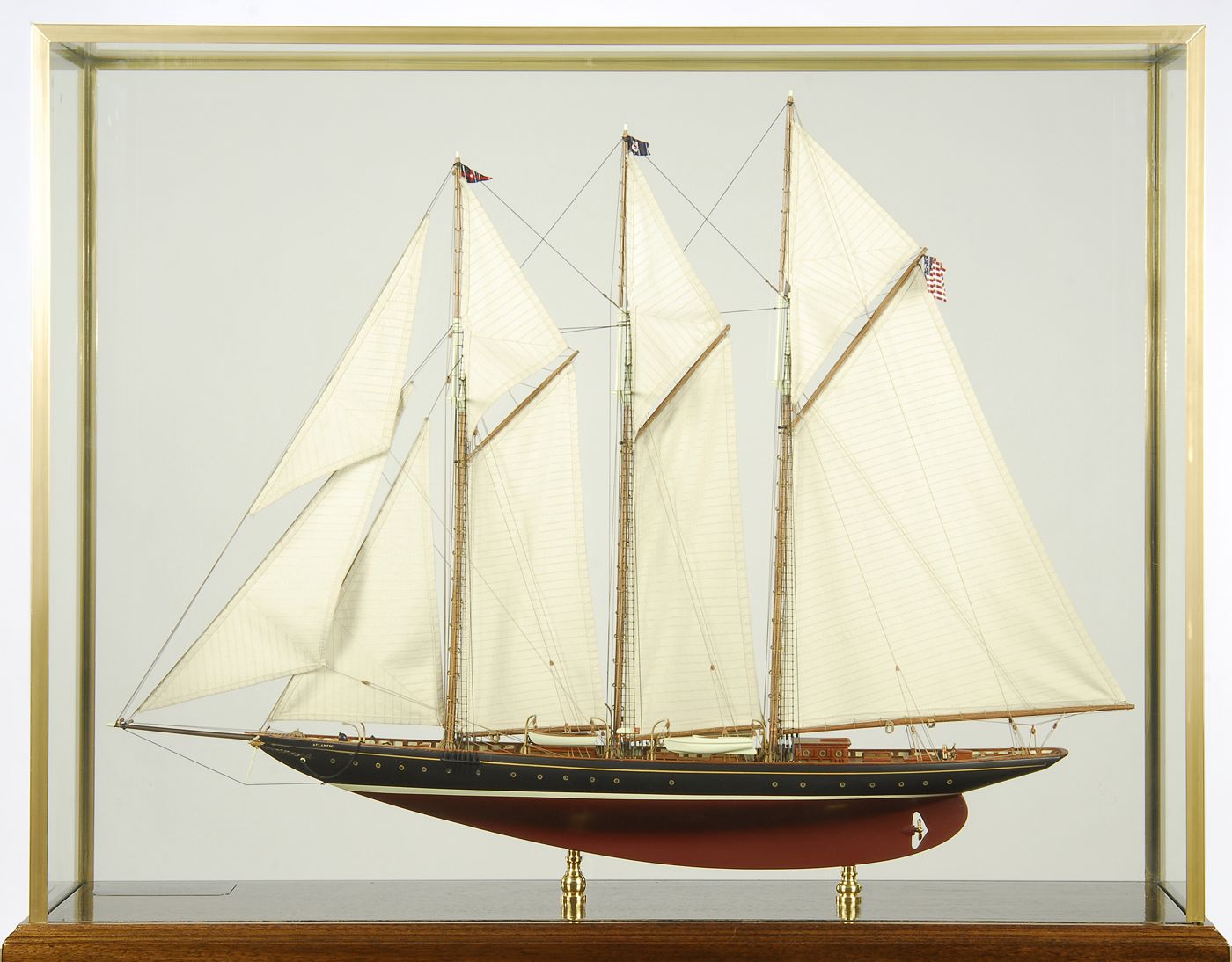 Appraisal: CASED MODEL OF THE STEAM AUXILIARY SCHOONER YACHT ATLANTICHull painted