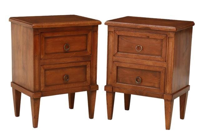 Appraisal: pair Italian walnut nightstands early th c rectangular top over