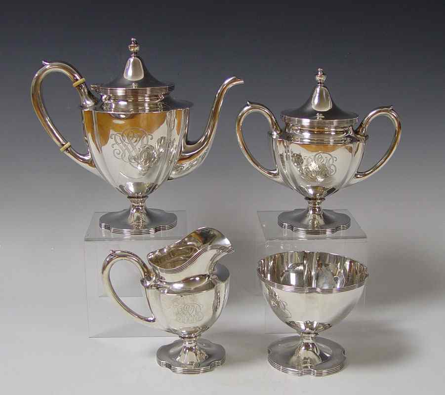 Appraisal: PIECE STERLING TEA SERVICE Simply marked Sterling and no makers