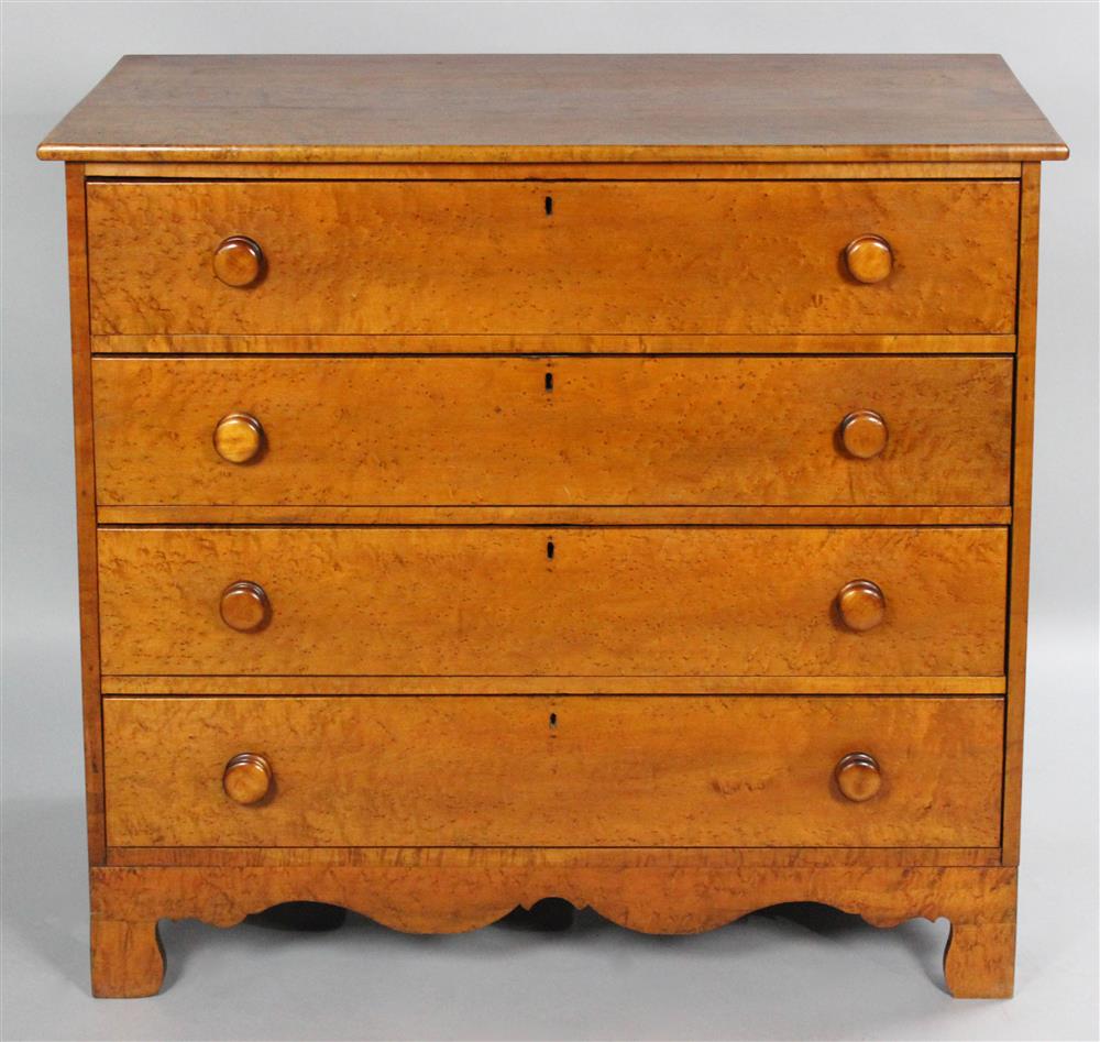 Appraisal: LATE AMERICAN SHERATON BIRDSEYE MAPLE CHEST OF DRAWERS having a