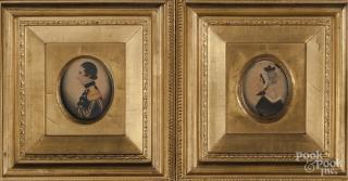 Appraisal: Pair of miniature watercolor portraits of a man and woman