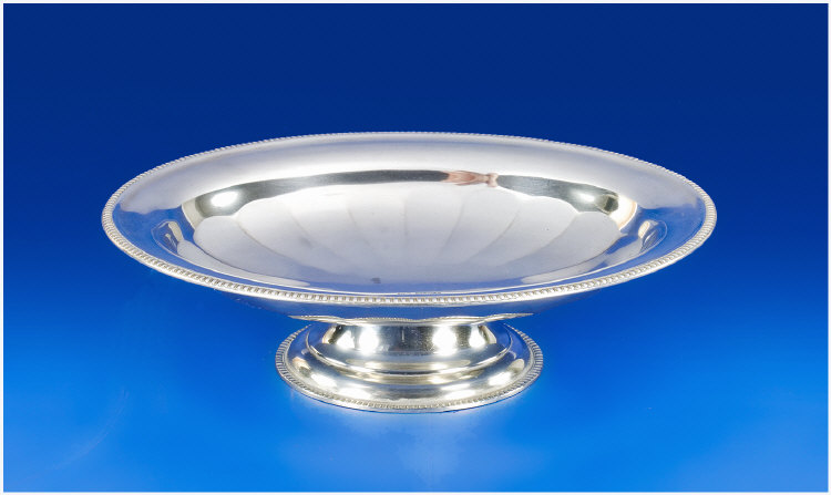 Appraisal: Art Deco Silver Bowl Of Oval Plain Form With Beaded