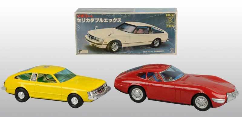 Appraisal: Lot of Tin Toyota Automobile Friction Toys Description Japanese Circa