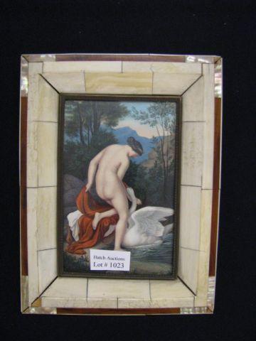 Appraisal: Fine Miniature Print of Leda the Swan in ivory frame