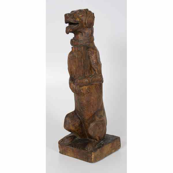 Appraisal: Carved Wooden Dog Sculpture American A folk art carved wooden