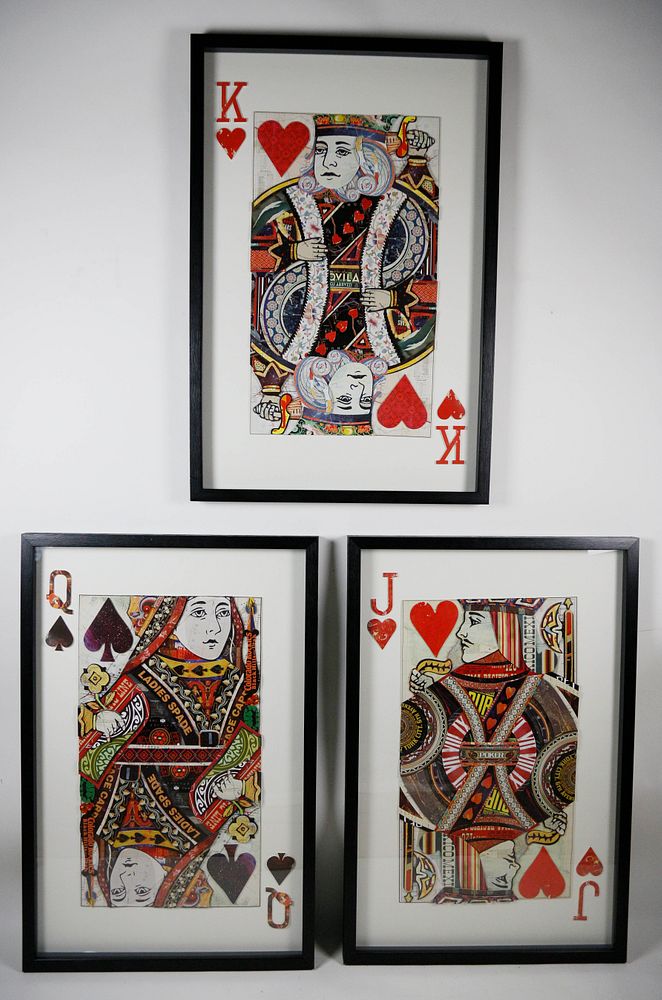 Appraisal: Set of Three Paper Die Cut Shadow Box Playing Card