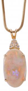 Appraisal: kt Diamond Opal Necklace pendant with oval white opal cabochon