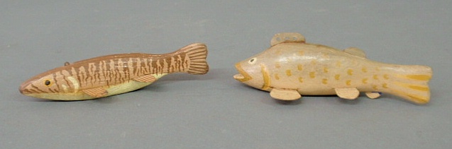 Appraisal: Two painted fish decoys each approx l