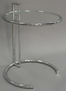 Appraisal: Eileen Gray style contemporary chromed metal and glass side table