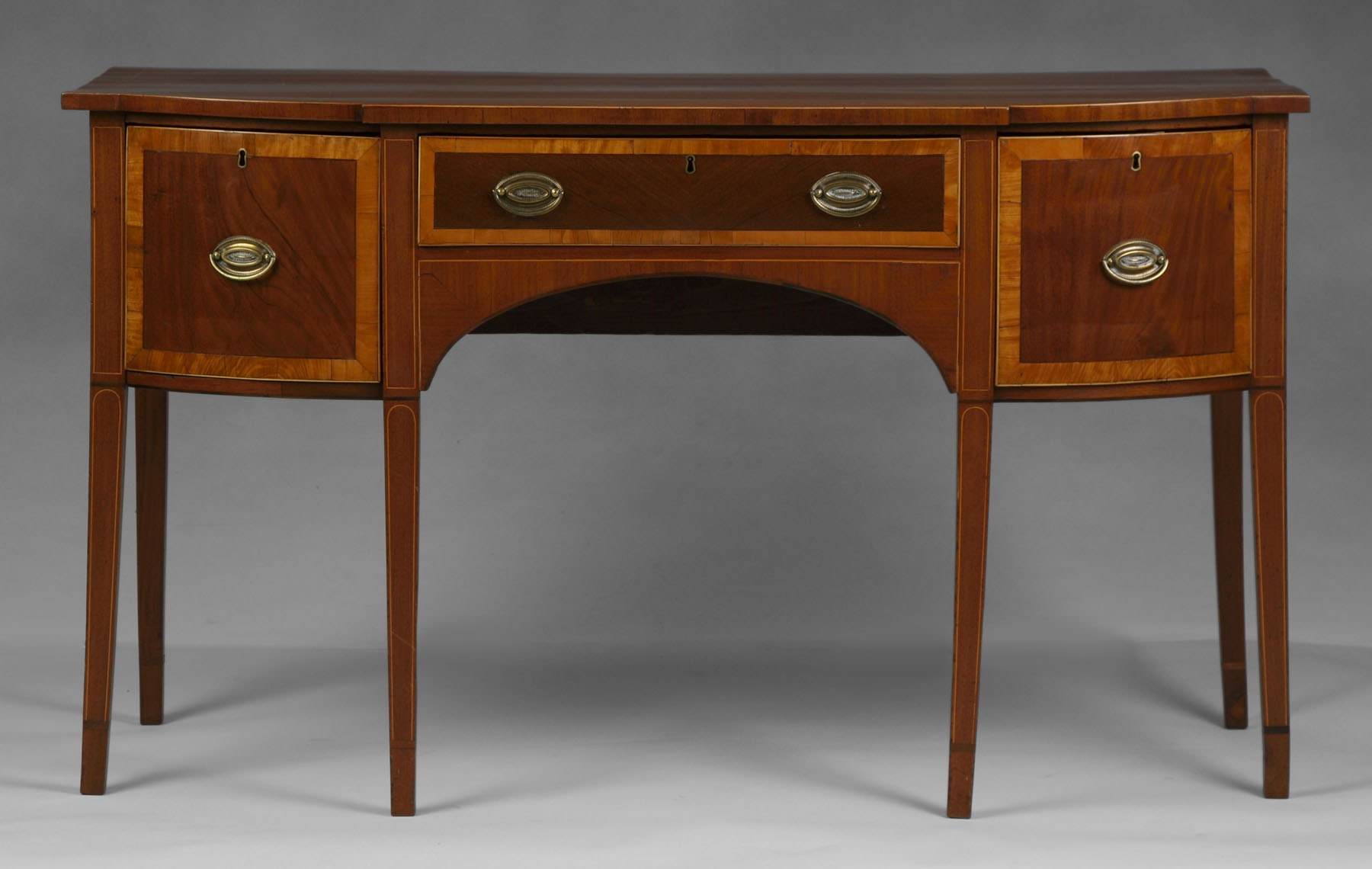 Appraisal: George III Inlaid Mahogany Bowfront Sideboard Condition Old refinish good