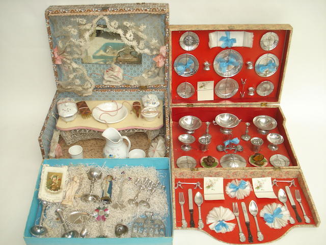 Appraisal: Boxed soft metal Dinner service Church Service set and china