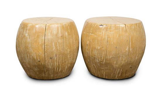 Appraisal: Sale Lot A Pair of Contemporary Barrel Form Tables Height