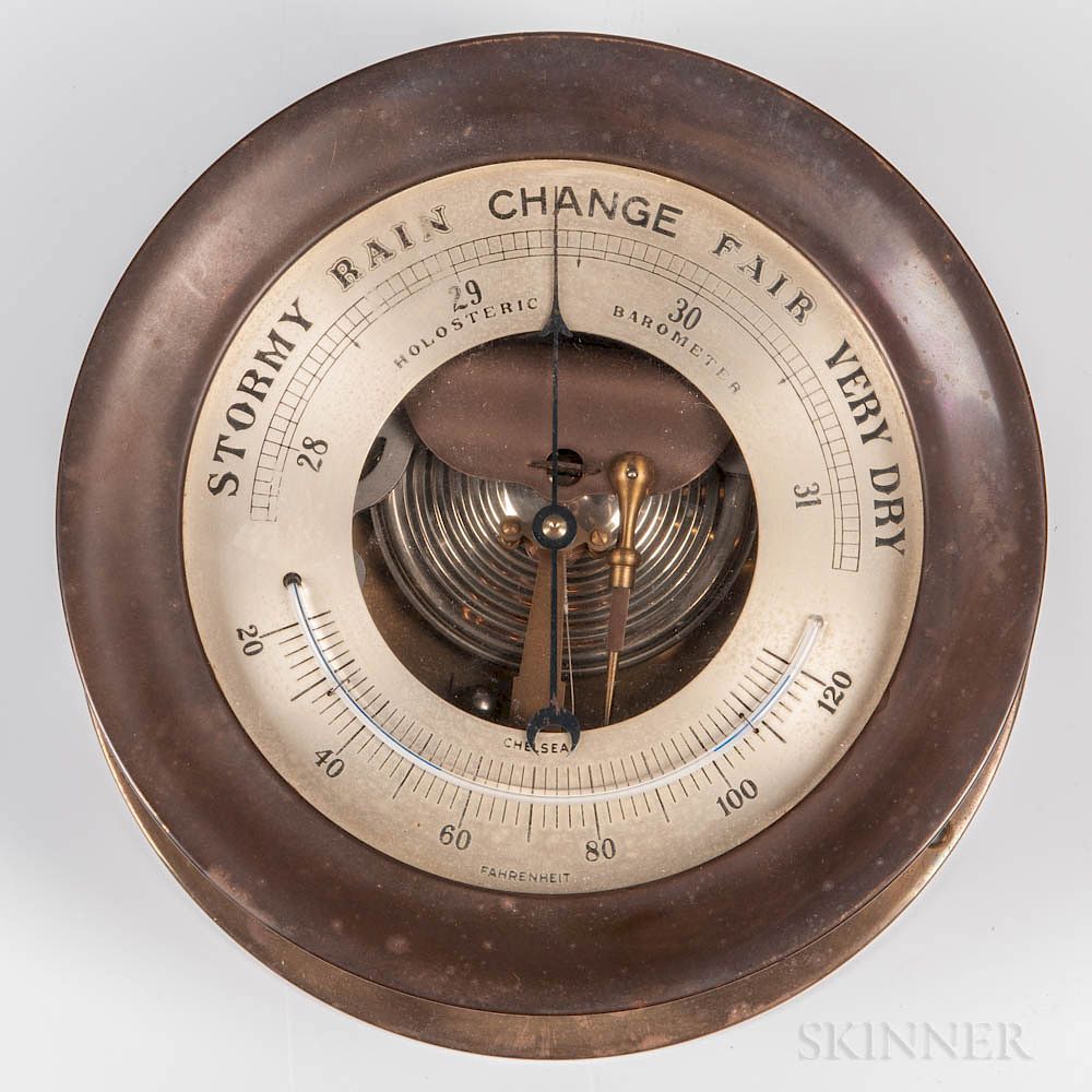 Appraisal: Chelsea Holosteric Barometer Chelsea Holosteric Barometer brass case with -in