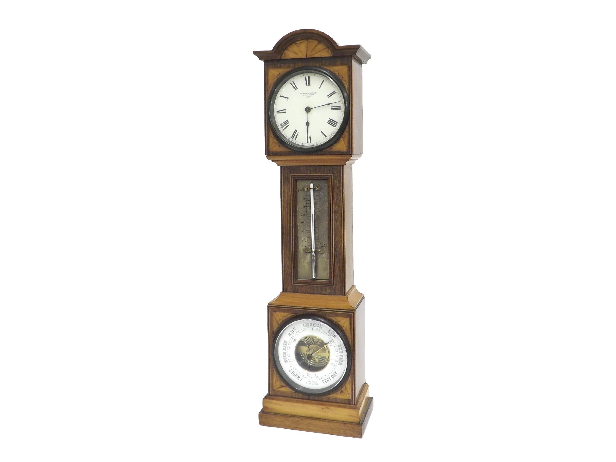 Appraisal: Miniature satin walnut and rosewood crossbanded longcase clock compendium the