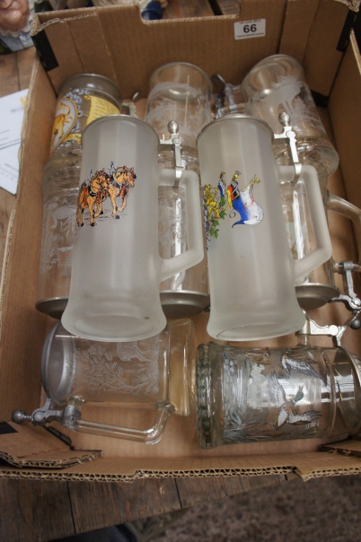 Appraisal: A collection of Large German Glass Beer Steins