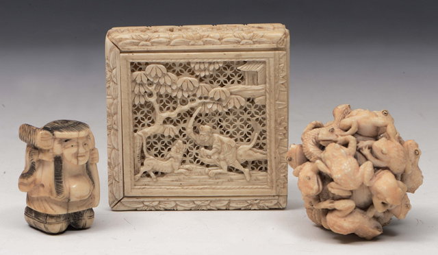 Appraisal: A JAPANESE CARVED IVORY OKIMONO late th early th Century