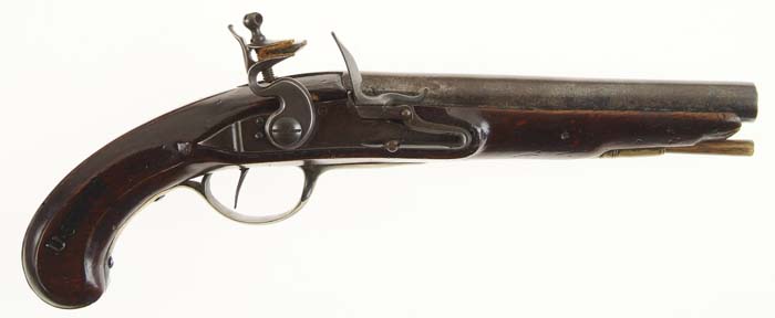 Appraisal: SURCHARGED FLINTLOCK PISTOL Cal NSN rnd bbl No marking except