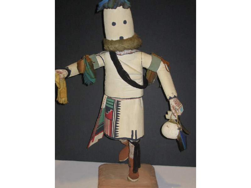 Appraisal: CARVED WOOD KACHINA DOLL Depicting white painted masked Native American