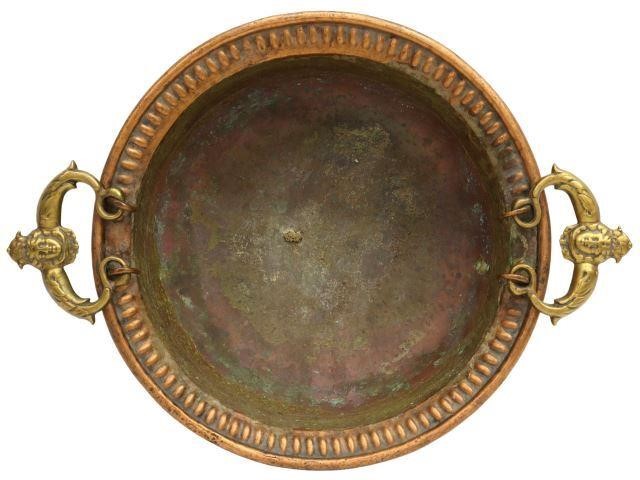 Appraisal: Continental hammered copper bowl having repousse running ornamentation to inner