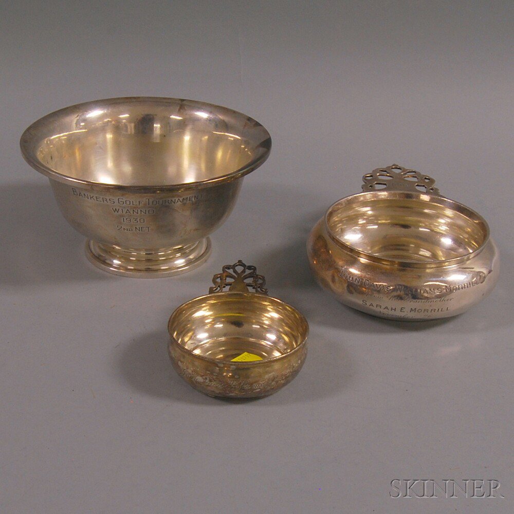 Appraisal: Three Sterling Silver Bowls a Randahl footed Revere-style bowl and