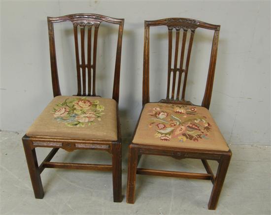 Appraisal: Set of four George III mahogany dining chairs with carved