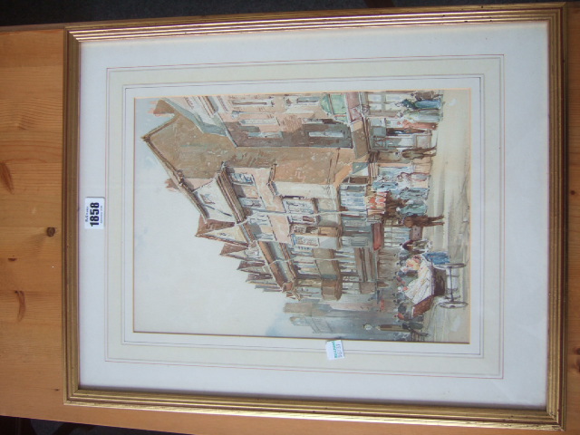 Appraisal: A group of four including a watercolour coastal scene signed