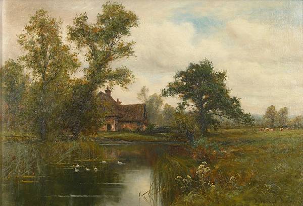 Appraisal: Wiggs Kinnaird British - A country cottage by a duck