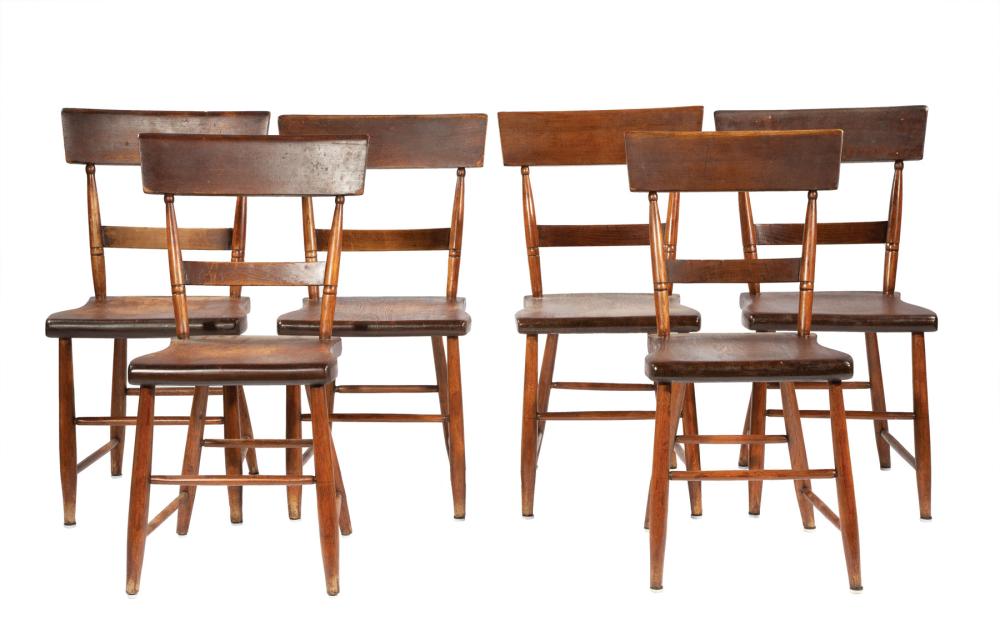 Appraisal: Six American Vernacular Pine and Oak Hitchcock Chairs th c