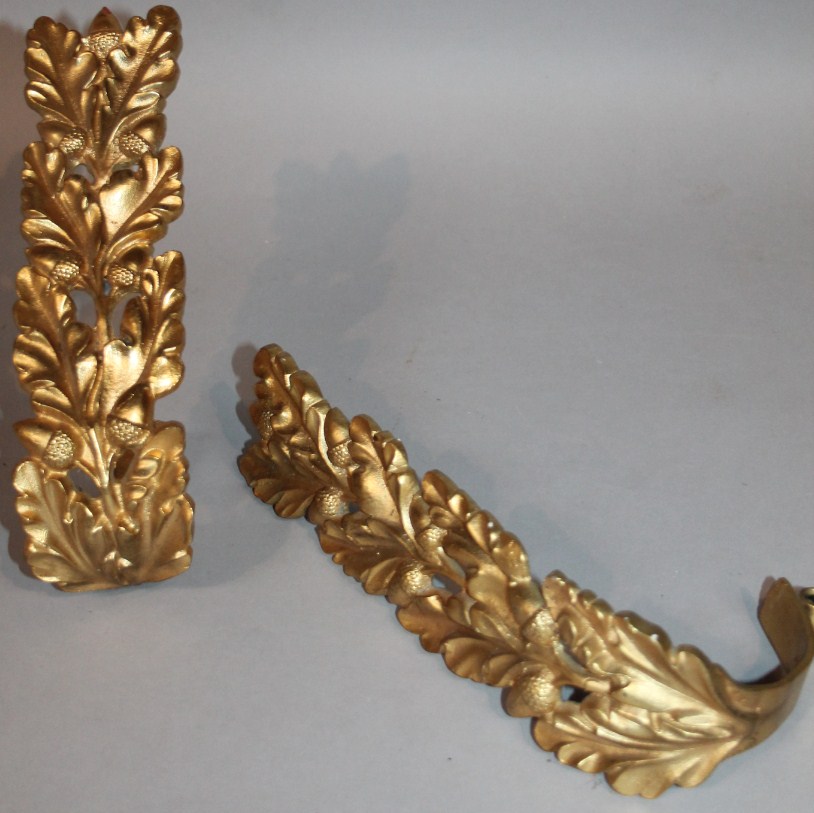 Appraisal: A pair of Regency style gilt metal wall brackets partially