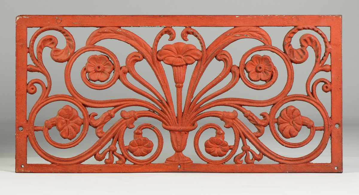 Appraisal: Cast Iron Window Grates w Red Paint th cent Condition